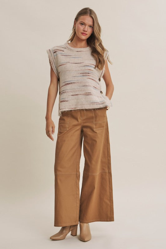 Contrast Stitch Wide Leg