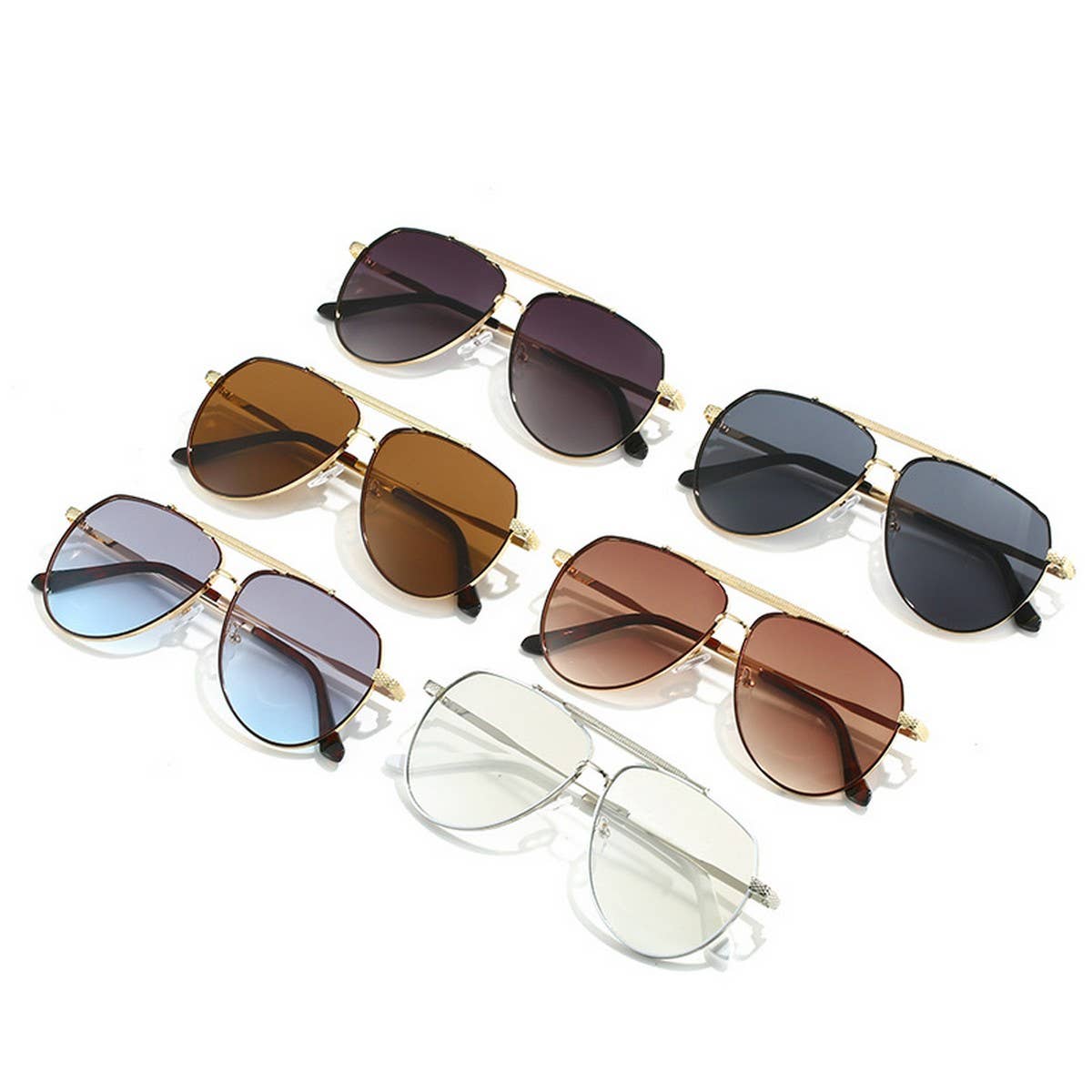 LARGE LENS AVIATOR SUNGLASSES UNISEX_CWASG0285: COFFEE / (OS) 2