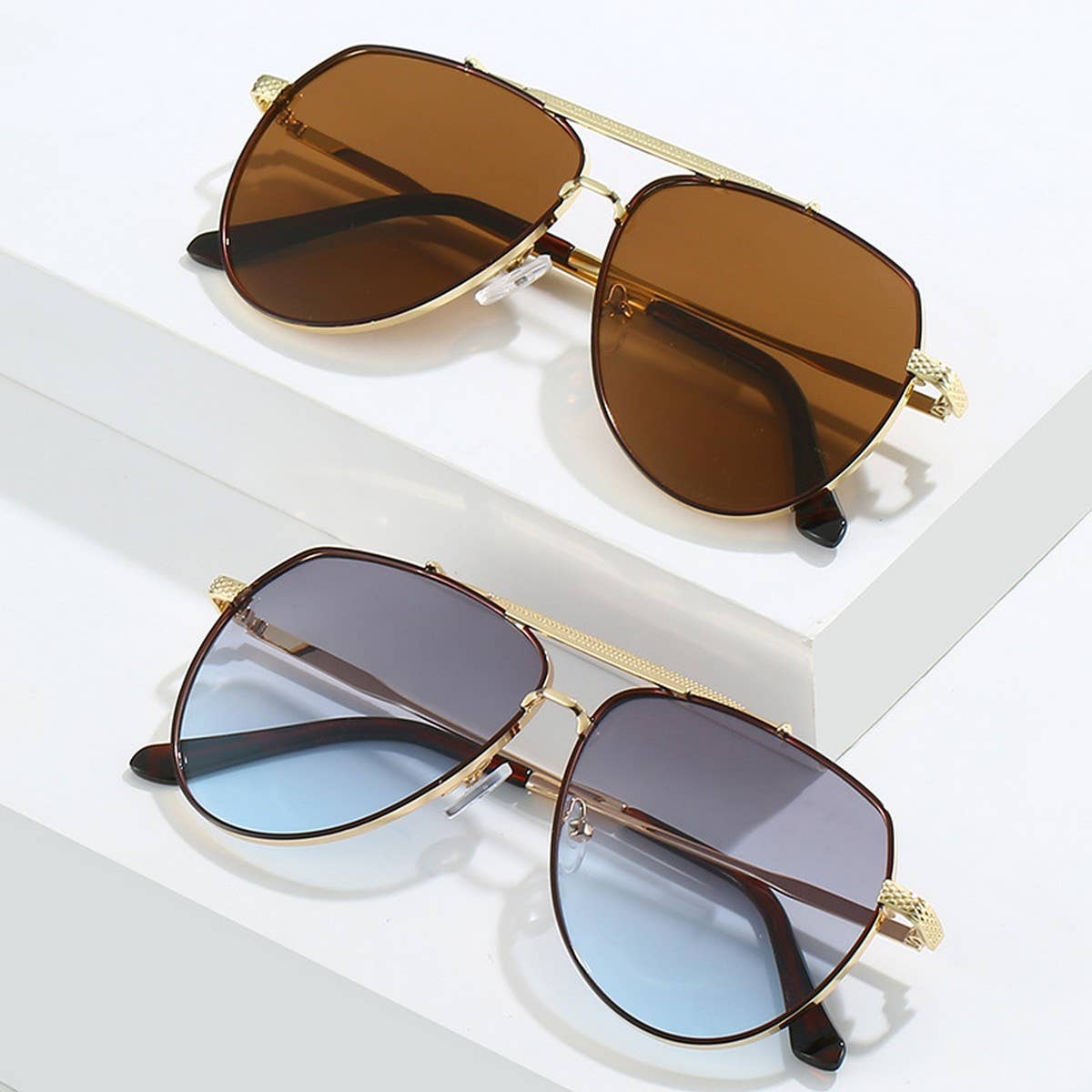 LARGE LENS AVIATOR SUNGLASSES UNISEX_CWASG0285: Black / (OS) 2