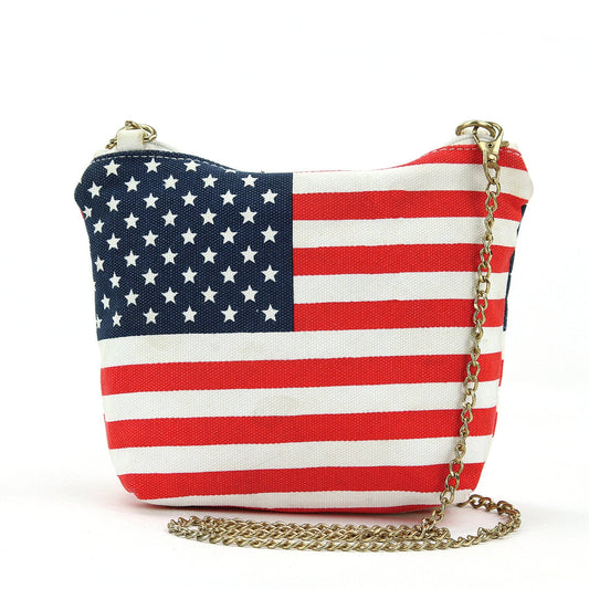 American Flag Crossbody Bag with Chain Strap