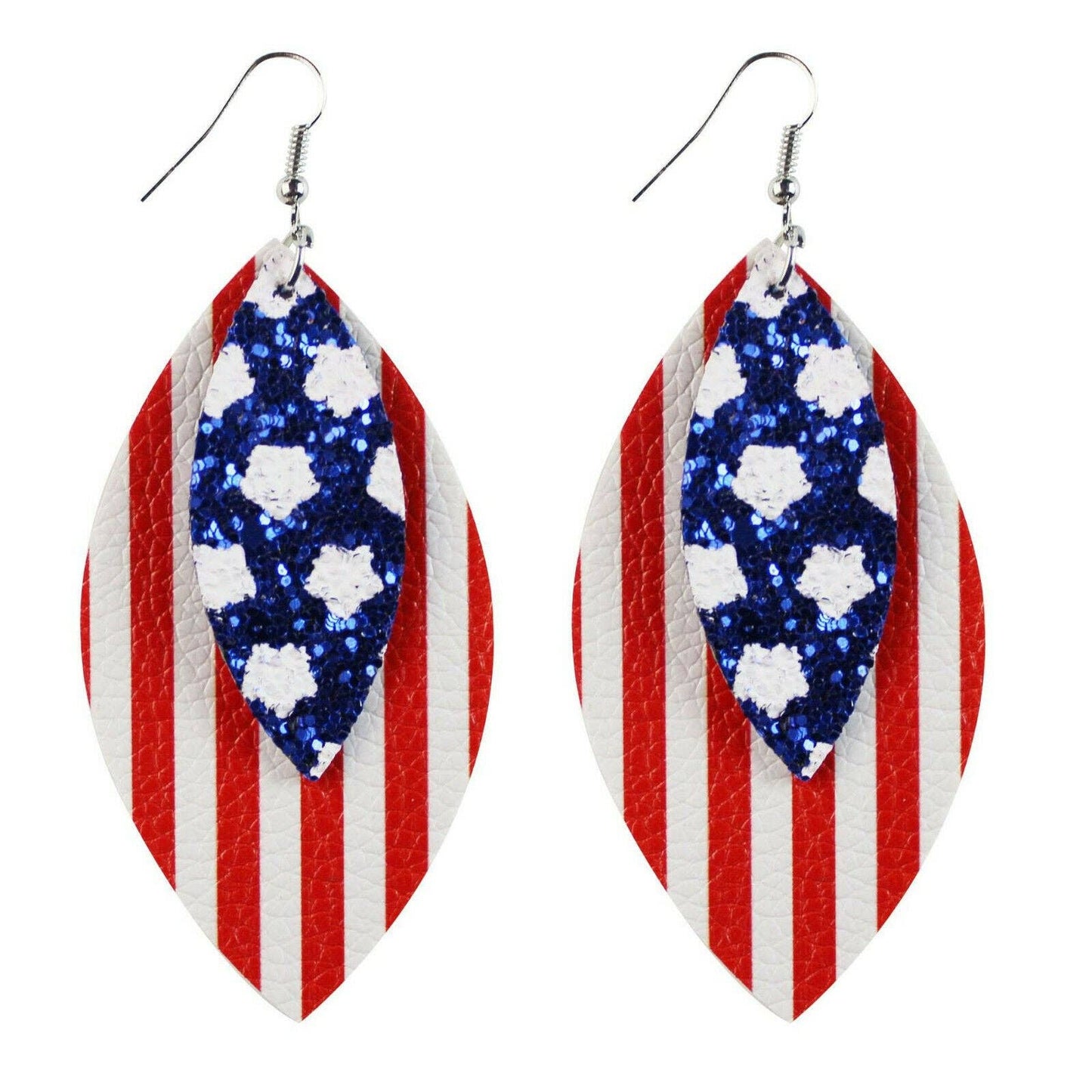 Patriotic 4th Of July Glitter and Leather Earrings: #13
