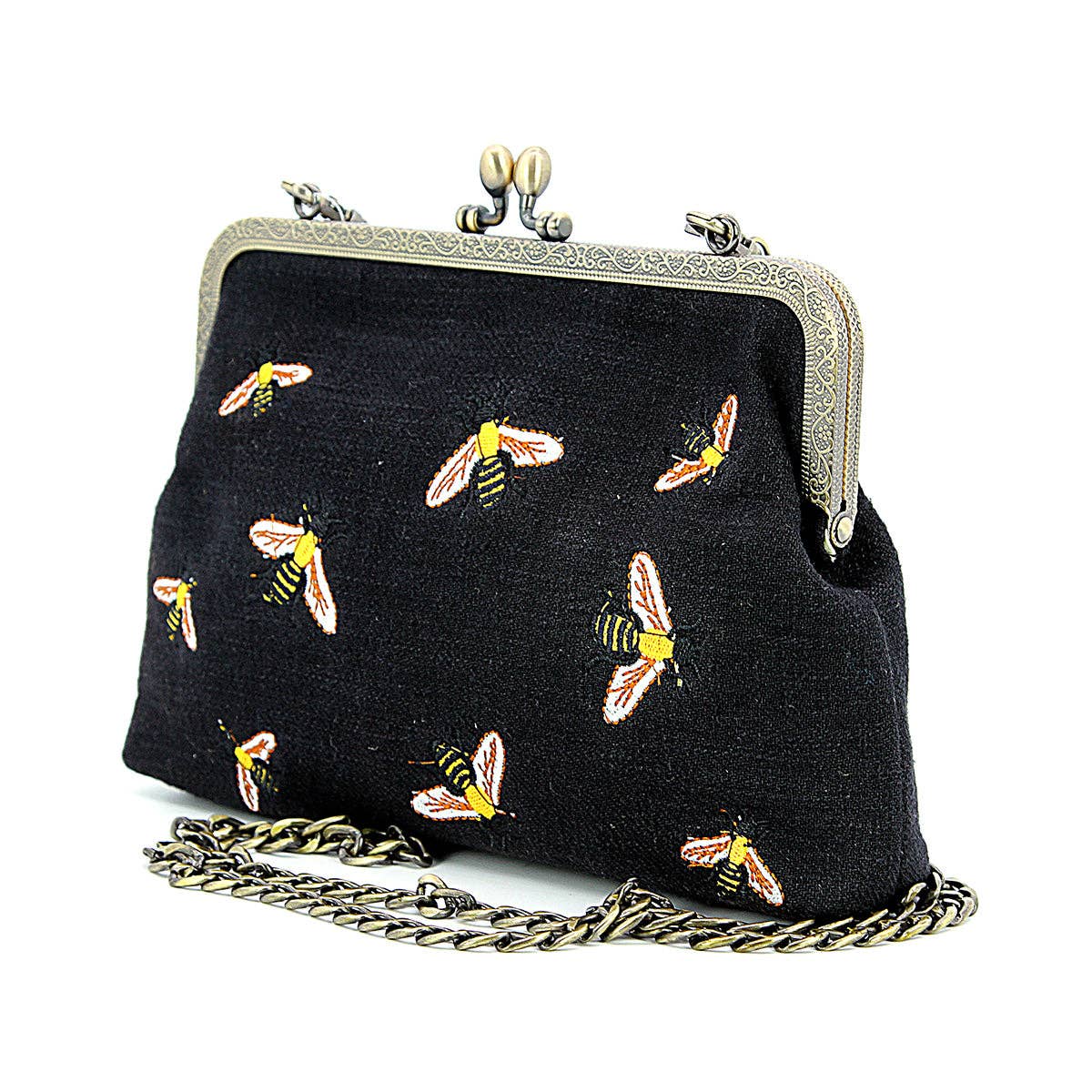 Bees Kisslock Bag: Yellow