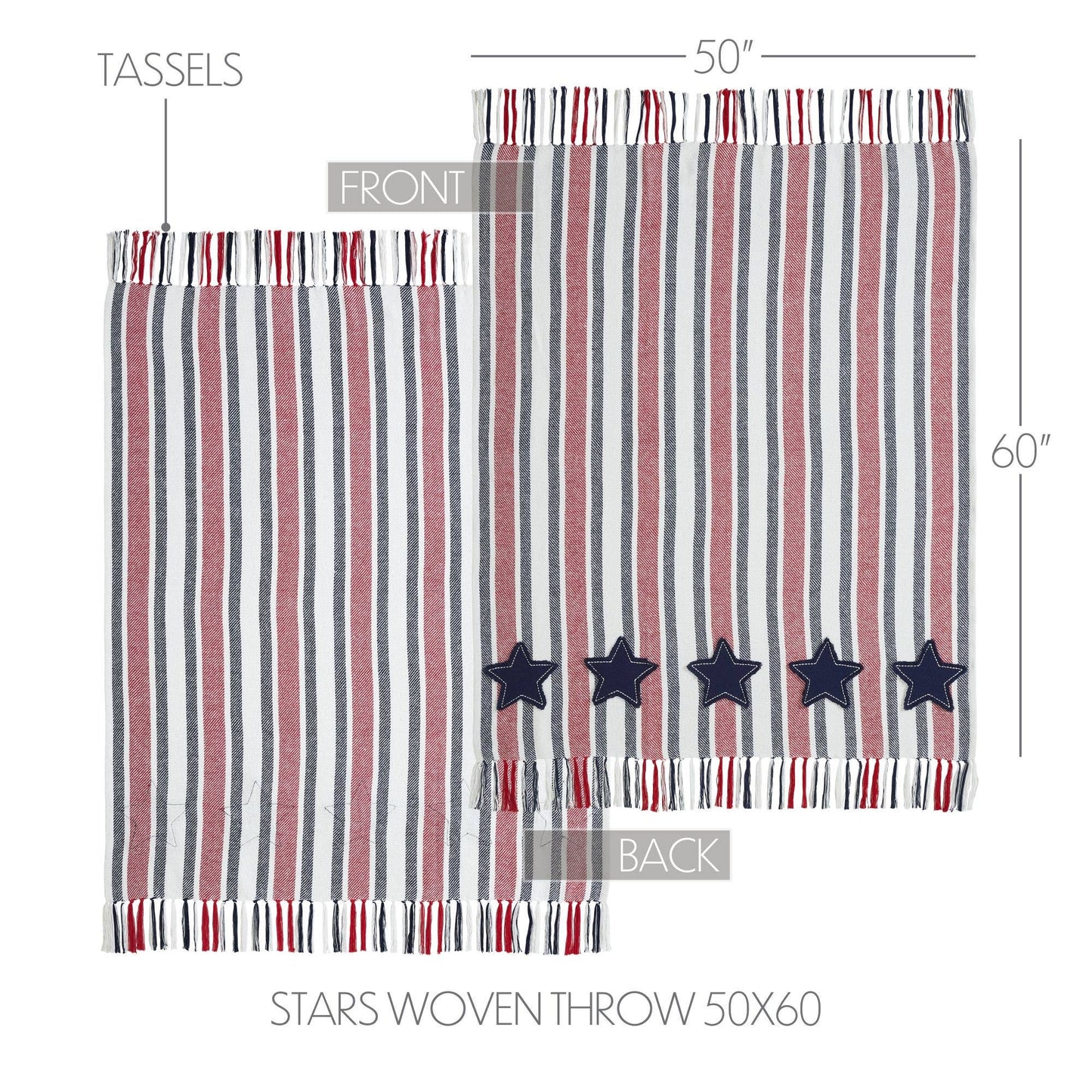 Americana Red White Blue Stripe Throw Blanket 50x60