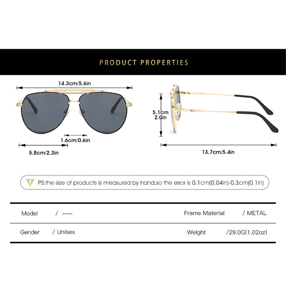 LARGE LENS AVIATOR SUNGLASSES