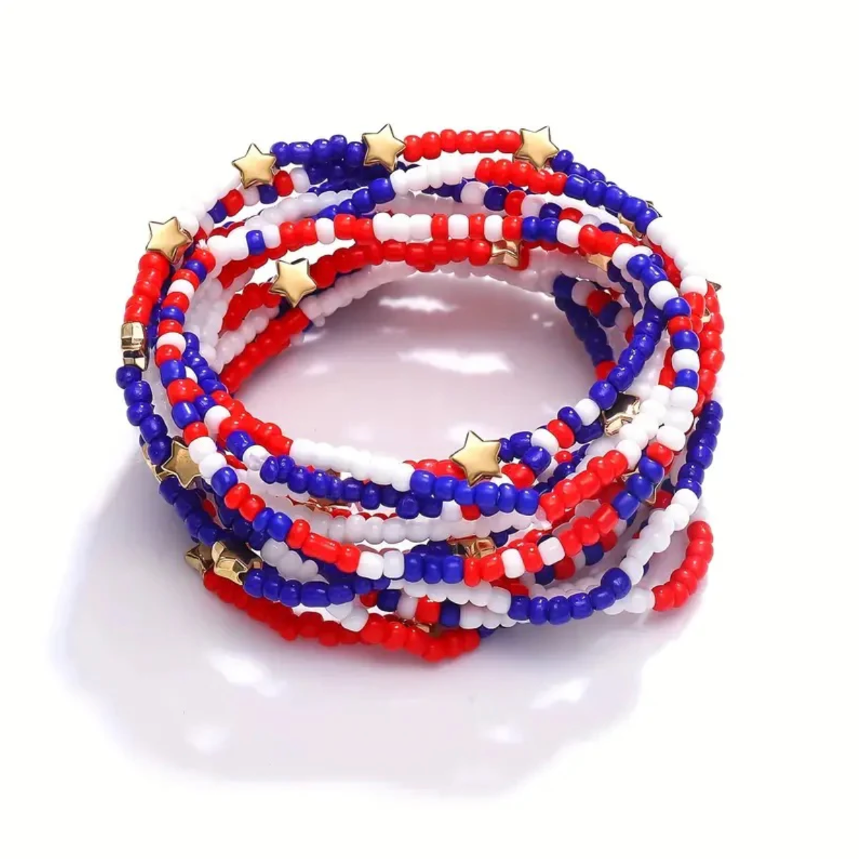 ❤️💙🤍 Red, White + Blue Patriotic Stretchy Mix Bracelets: 40 Bracelets