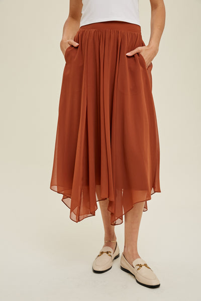 Mod Chiffon Midi Skirt