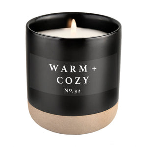 Warm and Cozy Soy Candle - Black Stoneware Jar - 12 oz