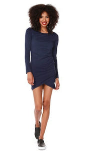 Bobi Scoop Neck Shirred Dress