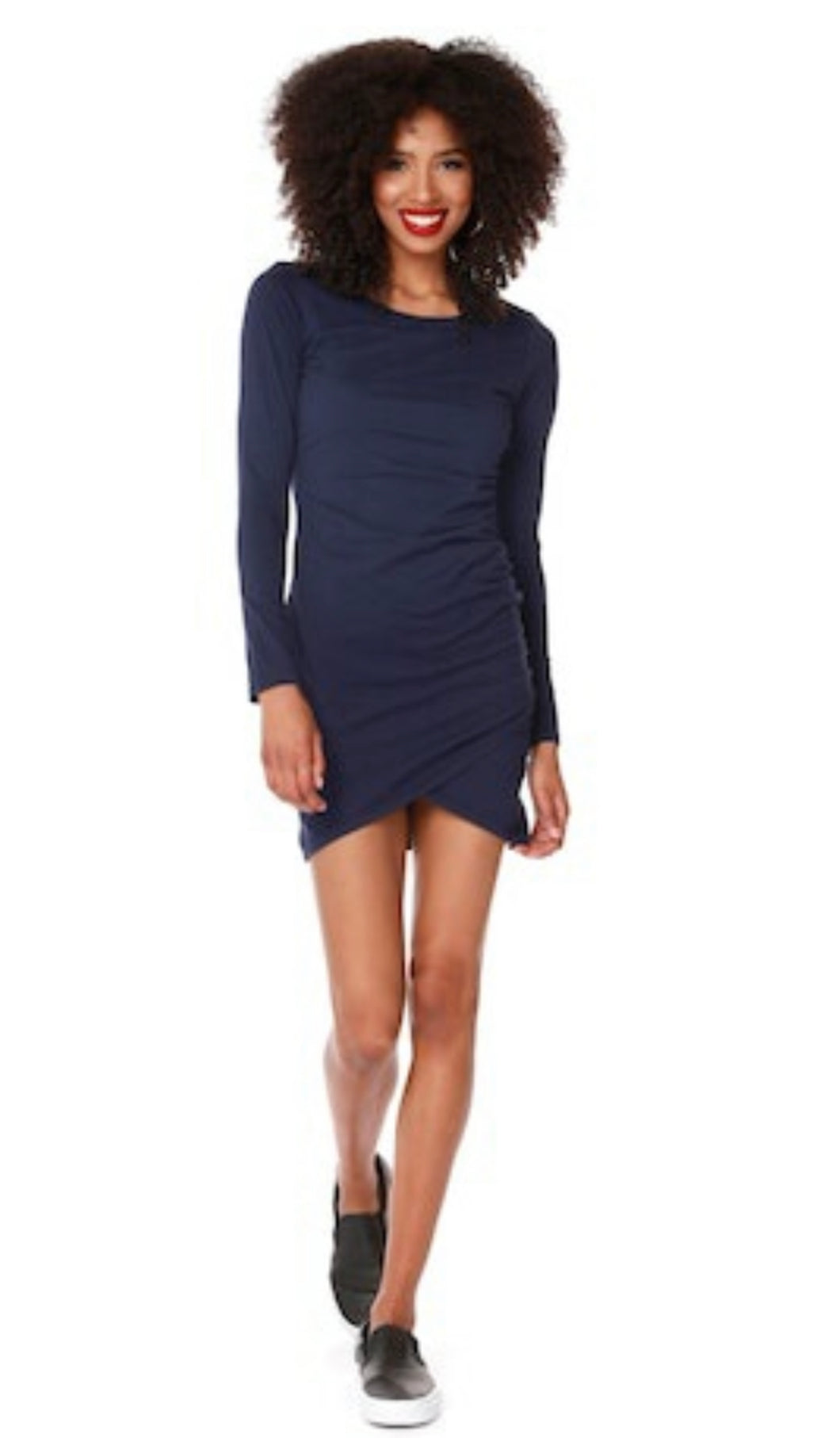 Bobi Scoop Neck Shirred Dress