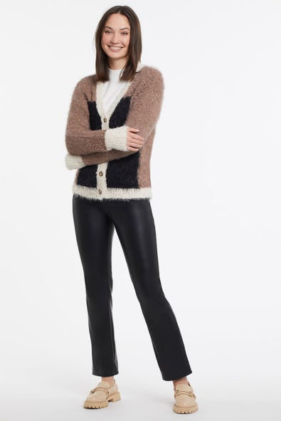 Tribal Color Block Eyelash Knit Cardigan