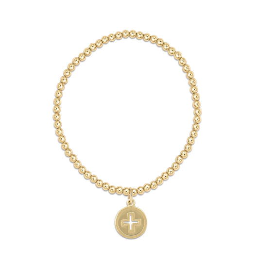 Enewton Classic gold 3mm Bead Bracelet Signature Cross Gold Disc