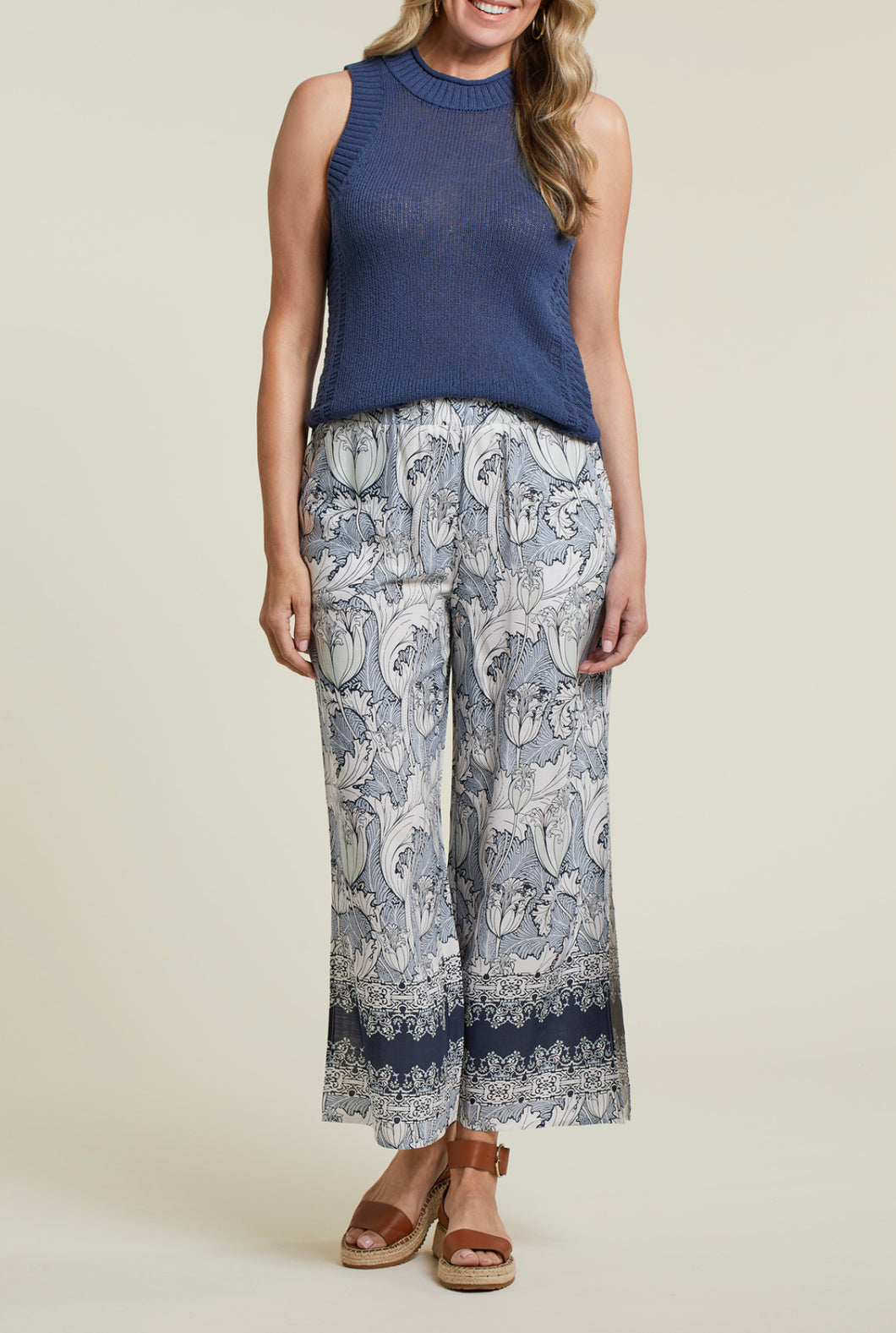 Tribal Mock Neck Sleeveless Sweater